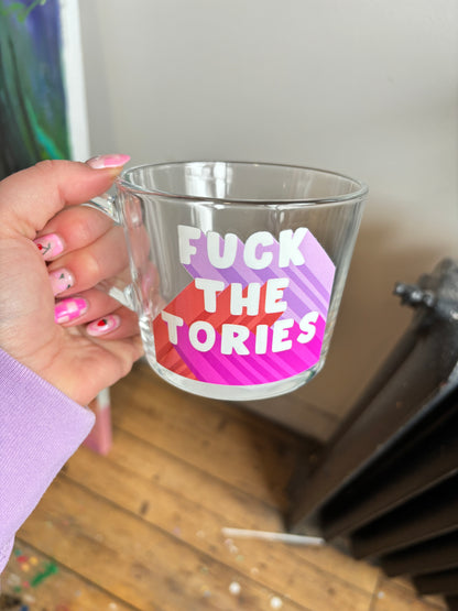 Fuck the Tories Illustrated Glass Mug