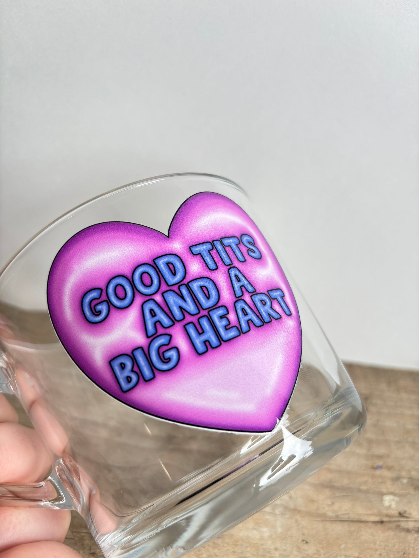 Good Tits and a Big Heart Glass Mug