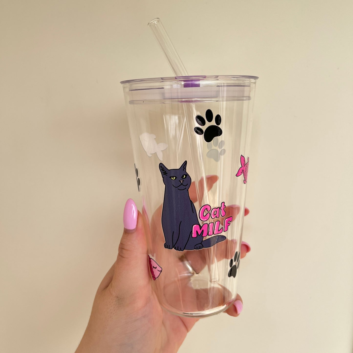 Cat Milf Iced Coffee Glass