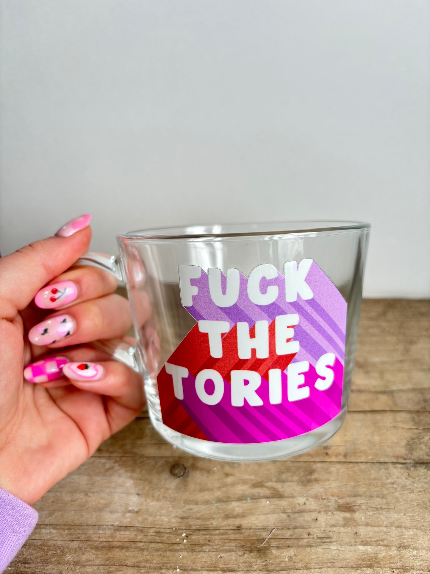 Fuck the Tories Illustrated Glass Mug