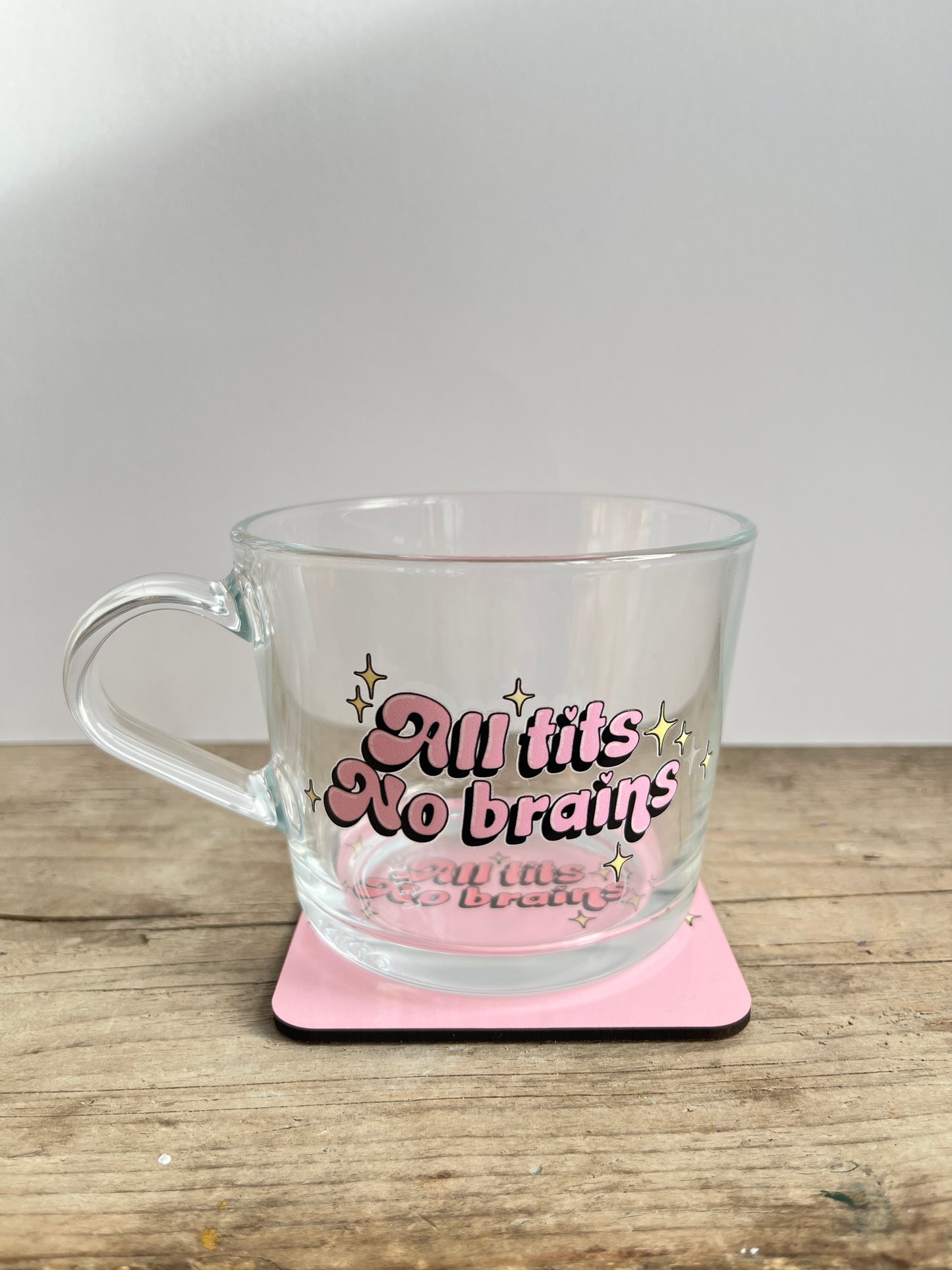 All Tits Sparkle Mug - Black and Pink